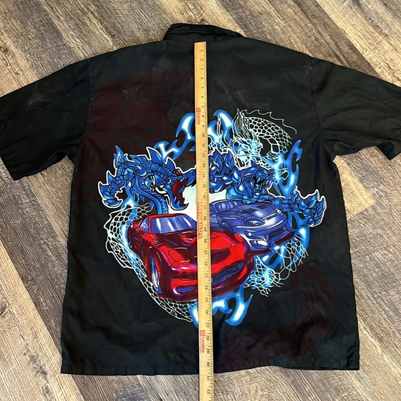 Vintage TD by Priority Male Graphic Polyester Supra Cars Shirt Button Up Men - Picture 7 of 8